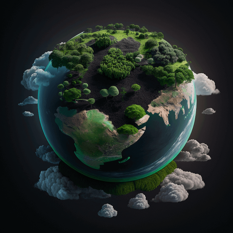 Illustration of our planet surrounded by clouds